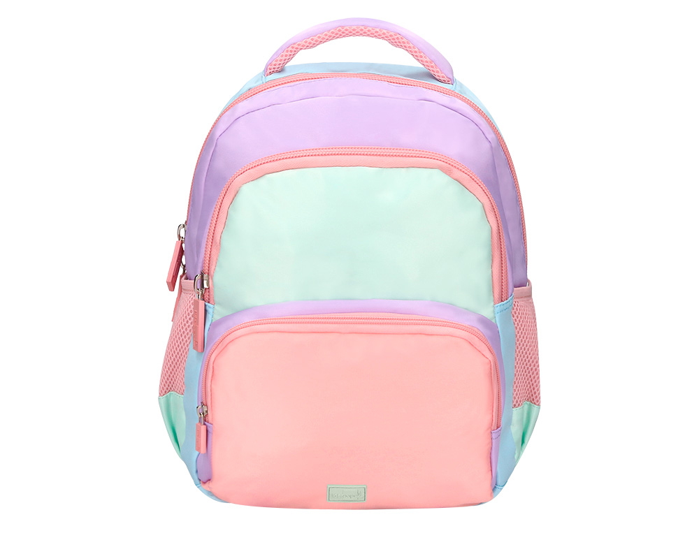 Sac a dos liderpapel scolaire multipoches et multicouleurs  pastel 35x11x27cm