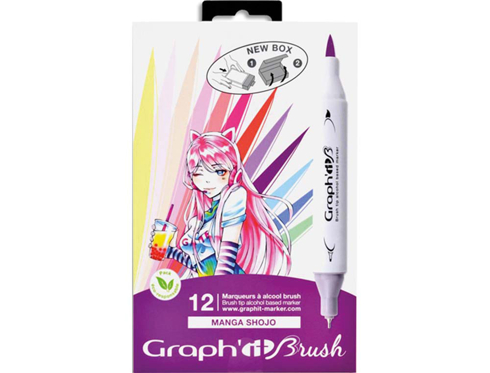 Marqueur graph'it brush & extra fine manga shojo        coloris assortis set 12       unites