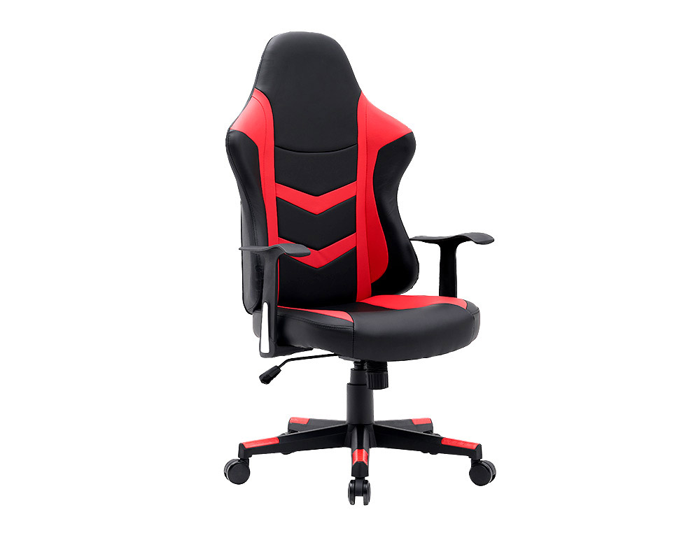 Chaise gaming q-connect orvieto simil cuir base metallique  haut max 1200 larg 500 prof   510mm roues premium noir-rouge