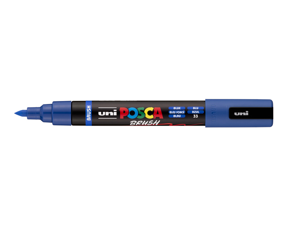 Marqueur posca pc5br peinture base eau inodore tout support pointe moyenne brush coloris  bleu fonce