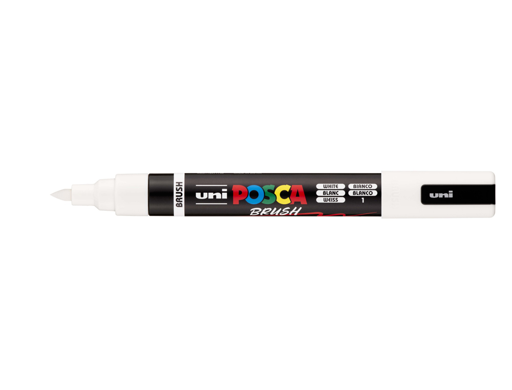 Marqueur posca pc5br peinture base eau inodore tout support pointe moyenne brush coloris  blanc