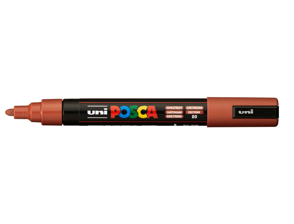 Marqueur posca pc5m peinture base eau inodore tout support pointe moyenne trait          1,8-2,5mm coloris chataigne