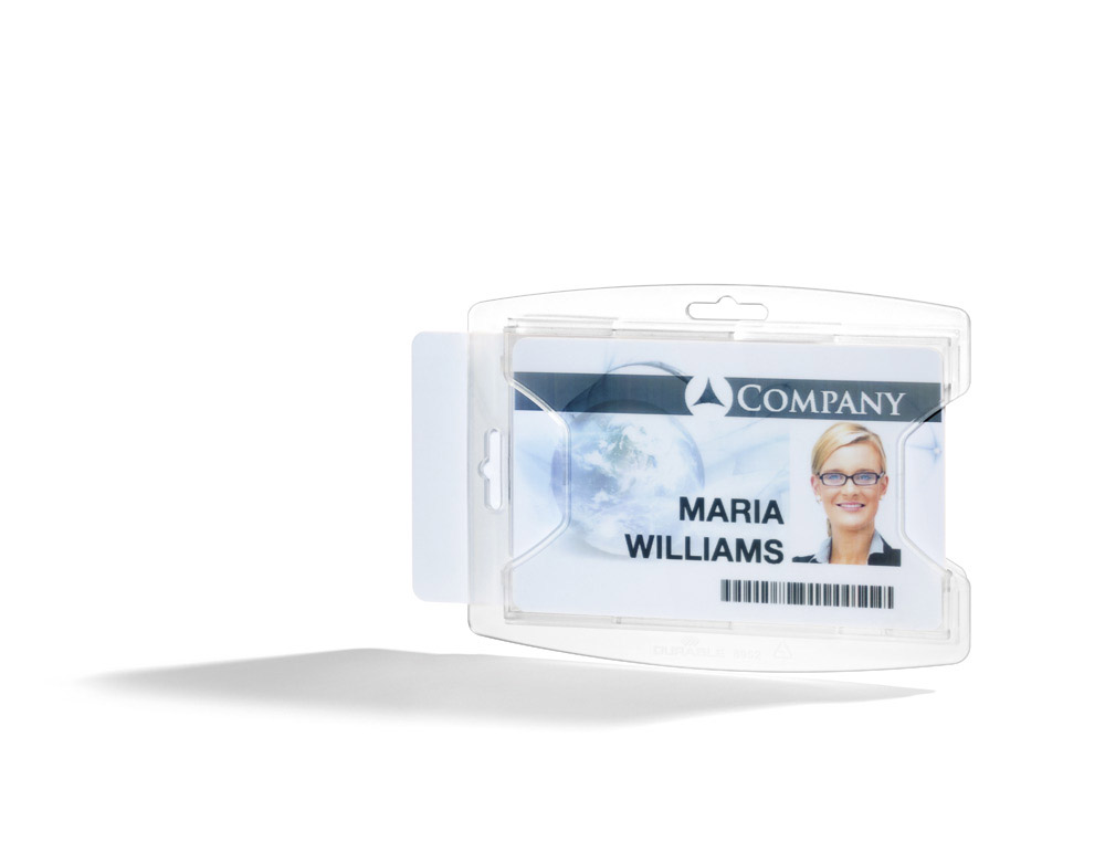 Porte-badge durable rexycle 2 cartes de securite 54x85mm    avec encoche coloris          transparent lot de 10