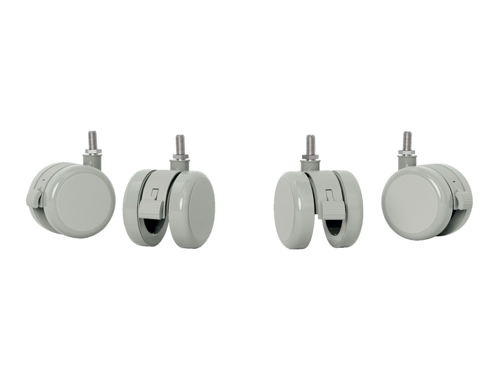Roulette leitz pour bureau electrique compact            assis-debout coloris blanc    pack 4 unites