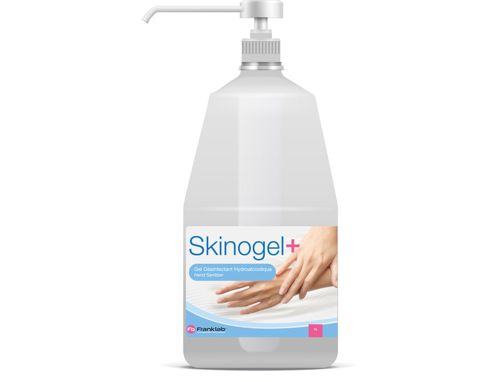 Gel hydroalcoolique skinogel+ flacon pompe 1l