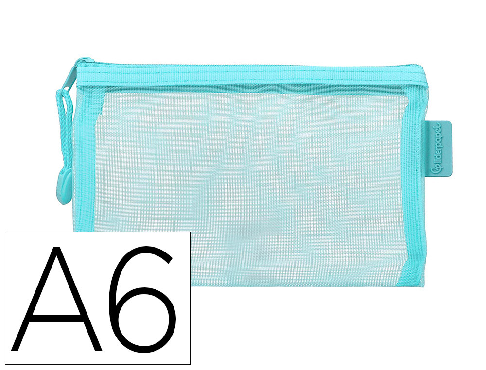 Pochette zip liderpapel a6 multiusage fermeture eclair   polyester transpirable        coloris bleu ciel