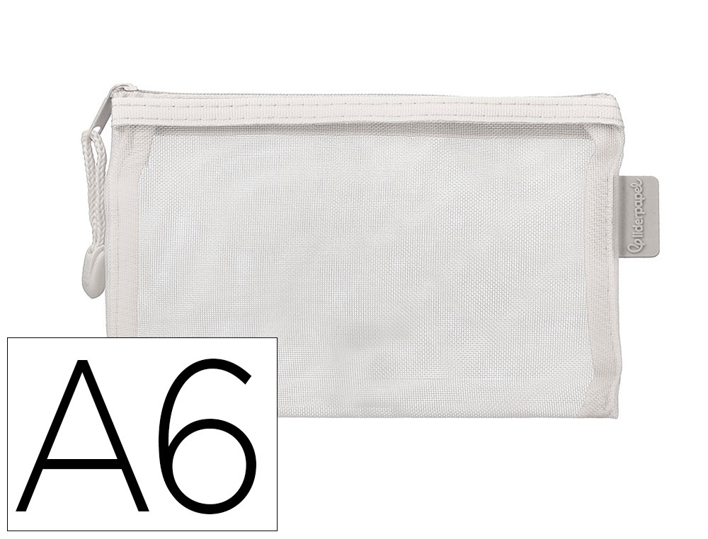 Pochette zip liderpapel a6 multiusage fermeture eclair   polyester transpirable        coloris blanc