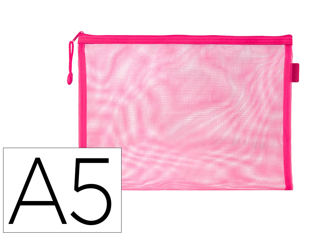 Pochette zip liderpapel a5 multiusage fermeture eclair   polyester transpirable        coloris rose