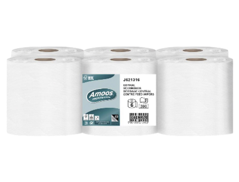Mini-bobine amoos pro devidage central 2 plis 60m   240 feuilles paquet 6 unites