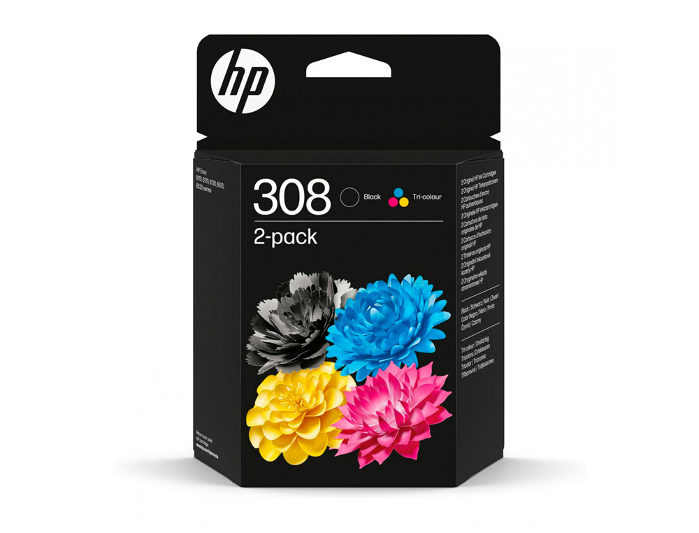 Cartouche d'encre original hp 308 120 p noir/cyan/magenta/jaune pack 4 couleur