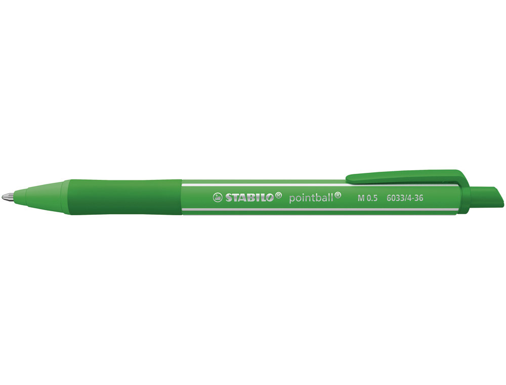 Stylo-bille stabilo pointball colorful 3200m d'ecriture     trait 0,5mm retractable grip  antiderapant coloris vert