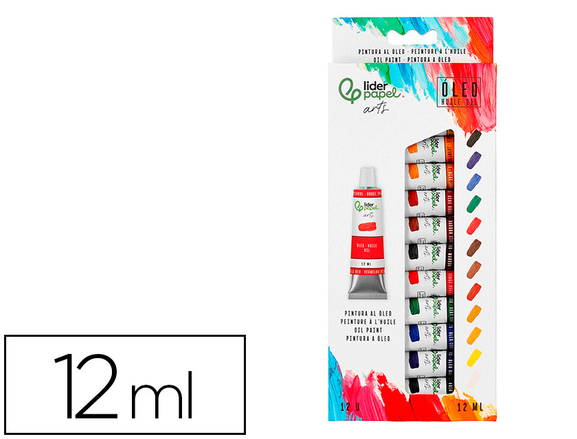 Peinture a l huile liderpapel boite de 12 tubes en          aluminium de 12 ml coloris    assortis