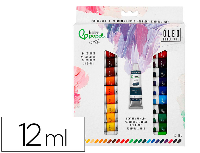 Peinture a l huile liderpapel boite de 24 tubes en          aluminium de 12 ml coloris    assortis