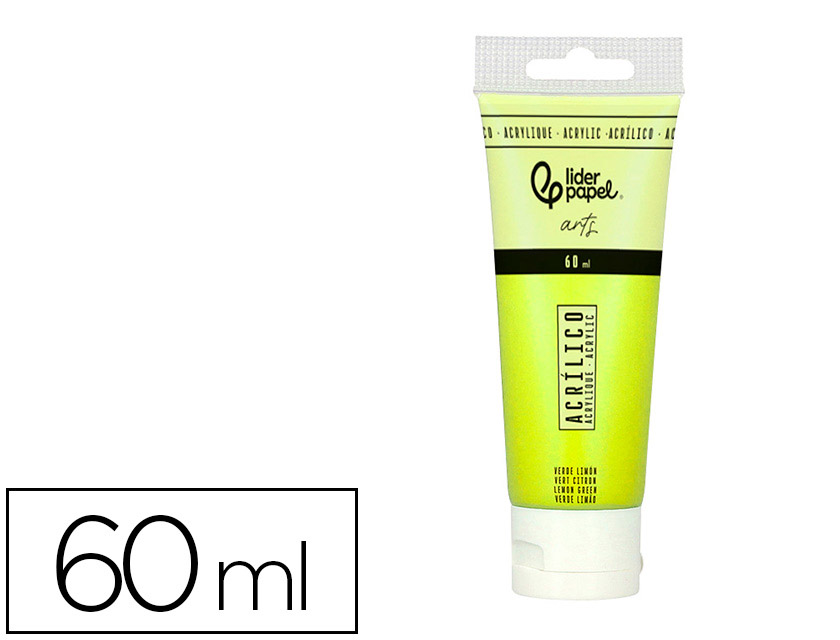 Peinture acrylique liderpapel tube en plastique de 60 ml    coloris vert citron