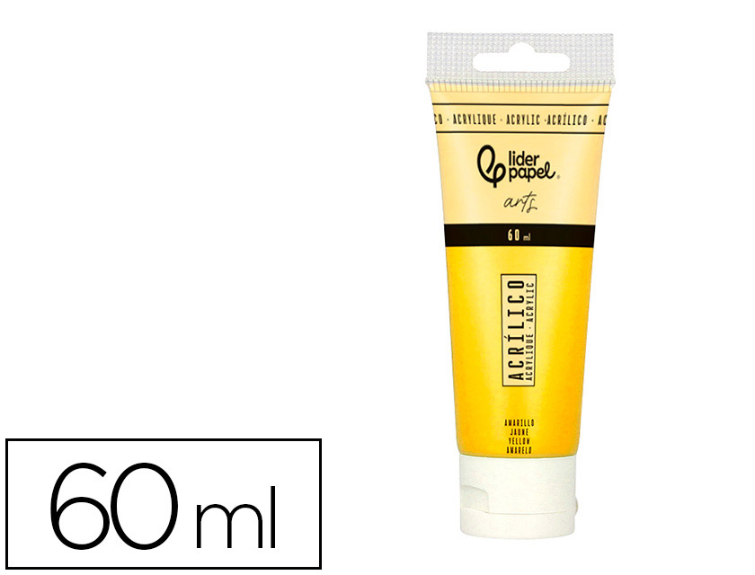 Peinture acrylique liderpapel tube en plastique de 60 ml    coloris jaune