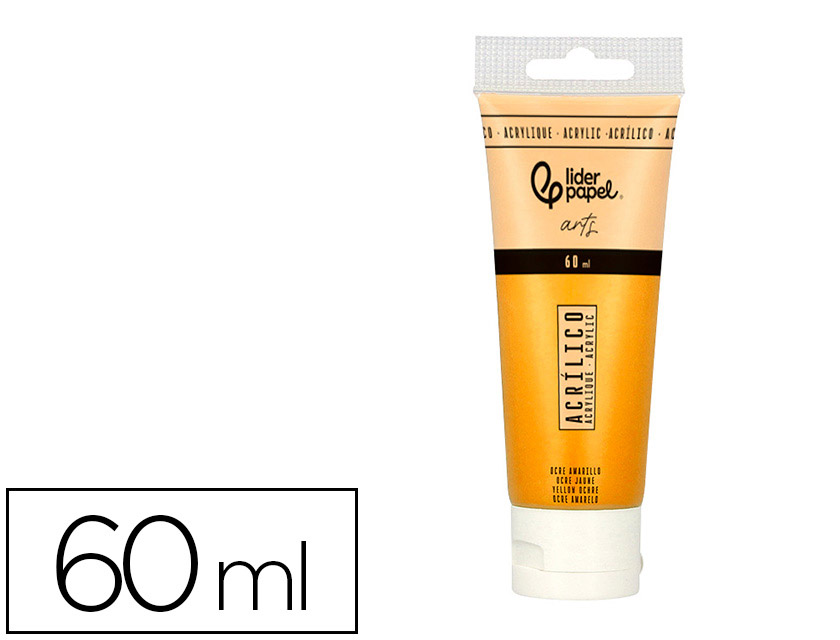 Peinture acrylique liderpapel tube en plastique de 60 ml    coloris ocre jaune