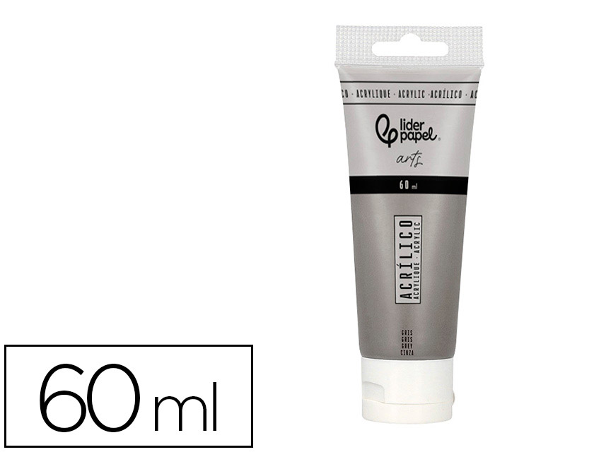 Peinture acrylique liderpapel tube en plastique de 60 ml    coloris gris