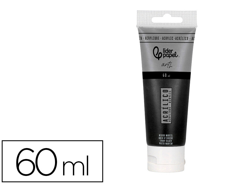 Peinture acrylique liderpapel tube en plastique de 60 ml    coloris noir d ivoire
