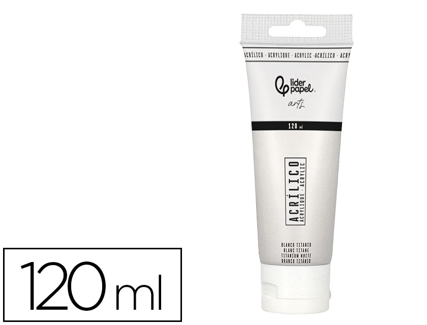 Peinture acrylique liderpapel tube en plastique de 120 ml   coloris blanc titane
