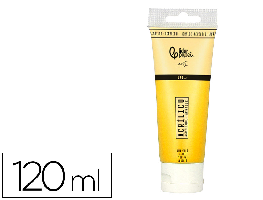 Peinture acrylique liderpapel tube en plastique de 120 ml   coloris jaune