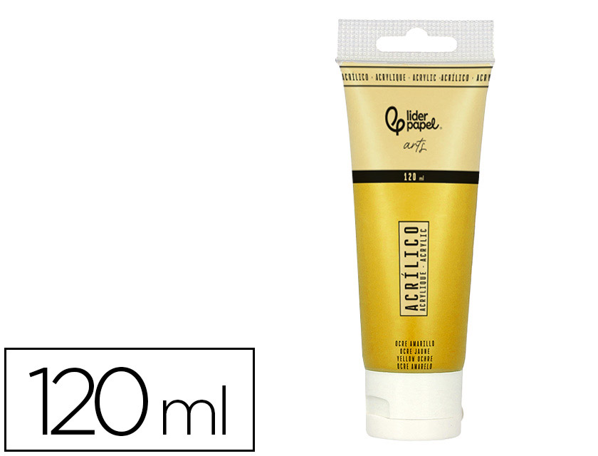 Peinture acrylique liderpapel tube en plastique de 120 ml   coloris ocre jaune