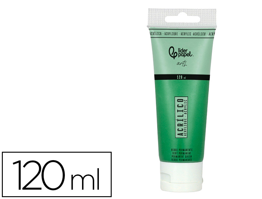 Peinture acrylique liderpapel tube en plastique de 120 ml   coloris vert