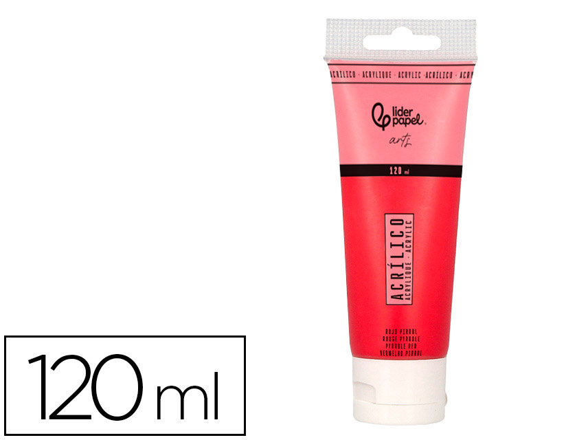 Peinture acrylique liderpapel tube en plastique de 120 ml   coloris rouge pyrrole