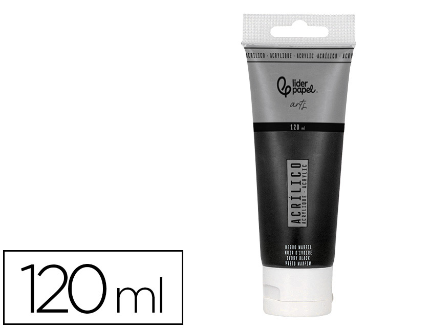 Peinture acrylique liderpapel tube en plastique de 120 ml   coloris noir d ivoire