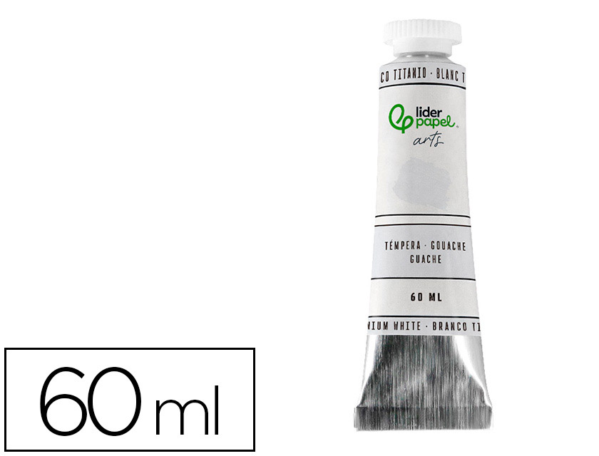 Peinture gouache tempera liderpapel tube en aluminium  de 60 ml coloris blanc titane
