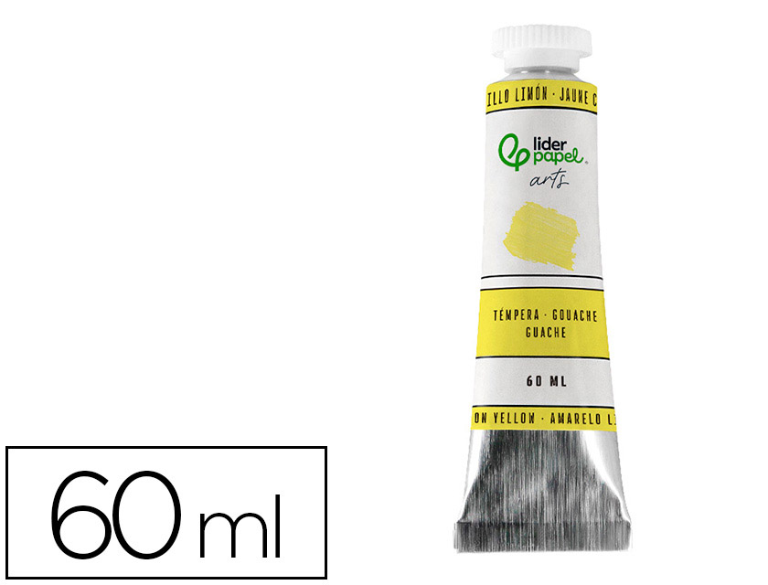Peinture gouache tempera liderpapel tube en aluminium  de 60 ml coloris jaune citron