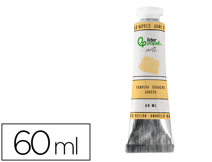 Peinture gouache tempera liderpapel tube en aluminium  de 60 ml coloris jaune de     naples
