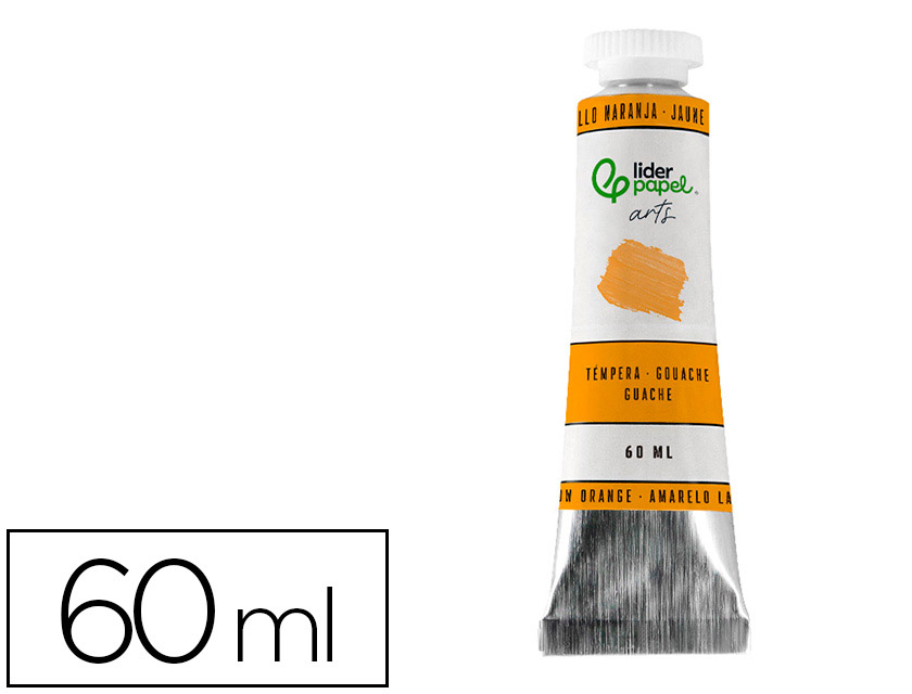 Peinture gouache tempera liderpapel tube en aluminium  de 60 ml coloris jaune orange