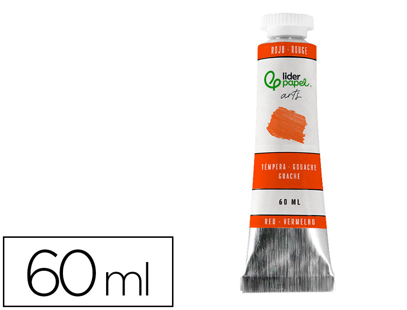 Peinture gouache tempera liderpapel tube en aluminium  de 60 ml coloris ocre rouge