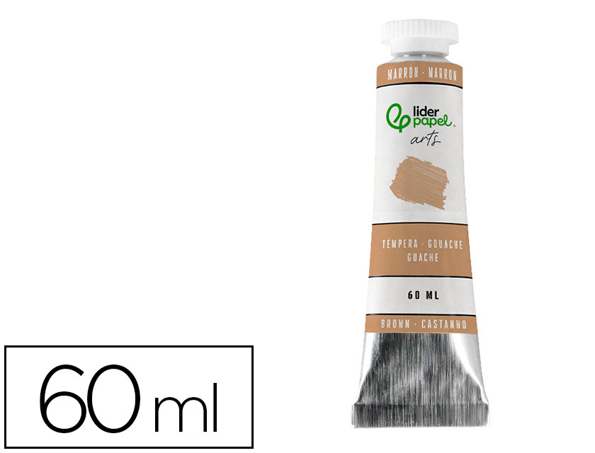Peinture gouache tempera liderpapel tube en aluminium  de 60 ml coloris marron