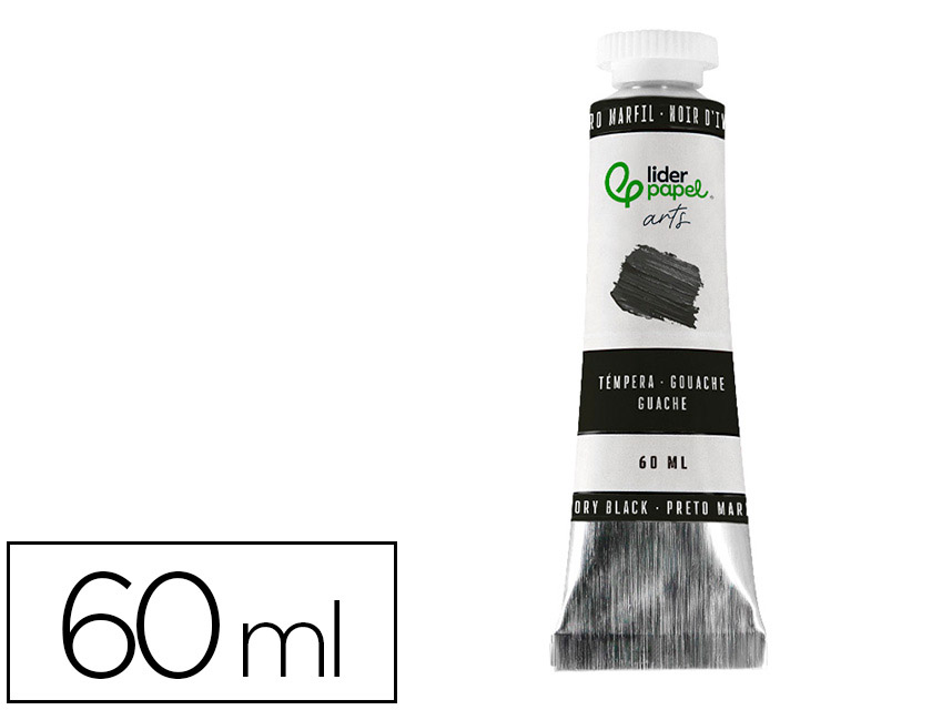 Peinture gouache tempera liderpapel tube en aluminium  de 60 ml coloris noir d       ivoire