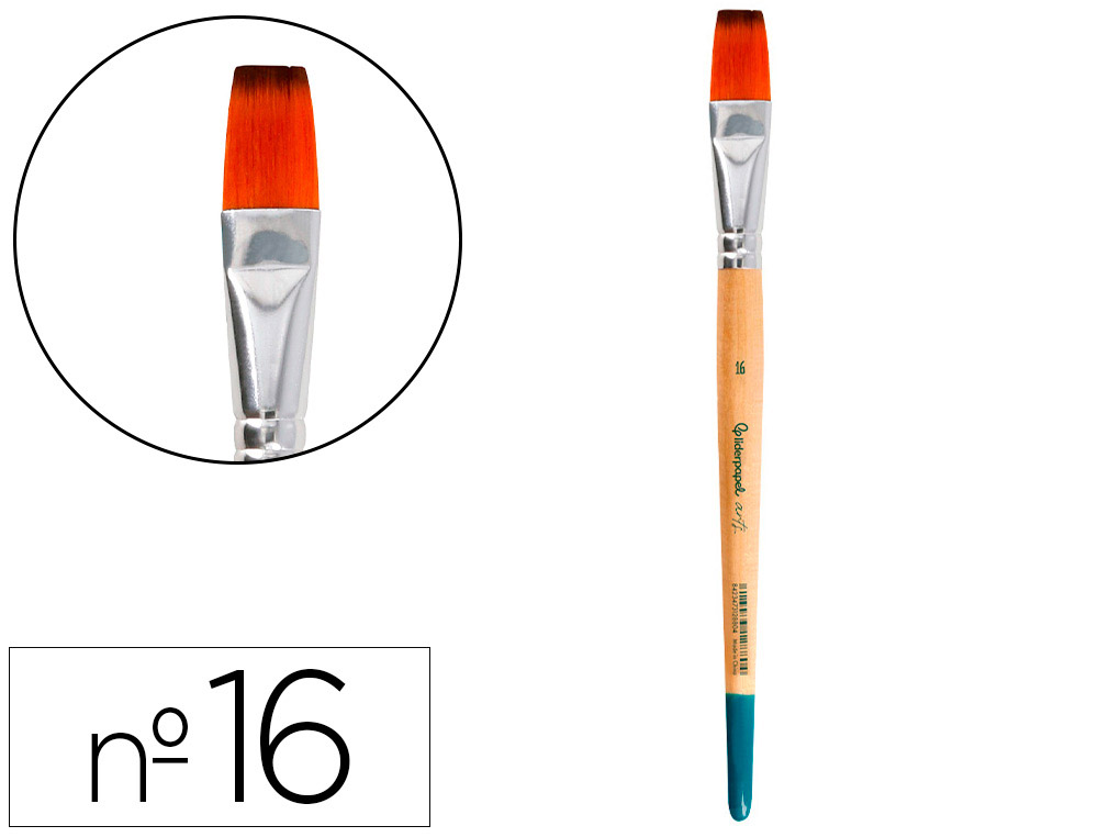 Pinceau pour peinture acrylique et aquarelle        liderpapel n 16 pointe plate  en poils synthetiques