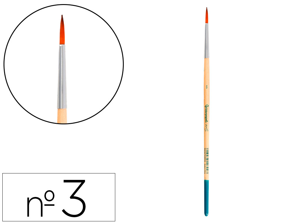 Pinceau pour peinture acrylique et aquarelle        liderpapel n 3 pointe ronde   en poils synthetiques