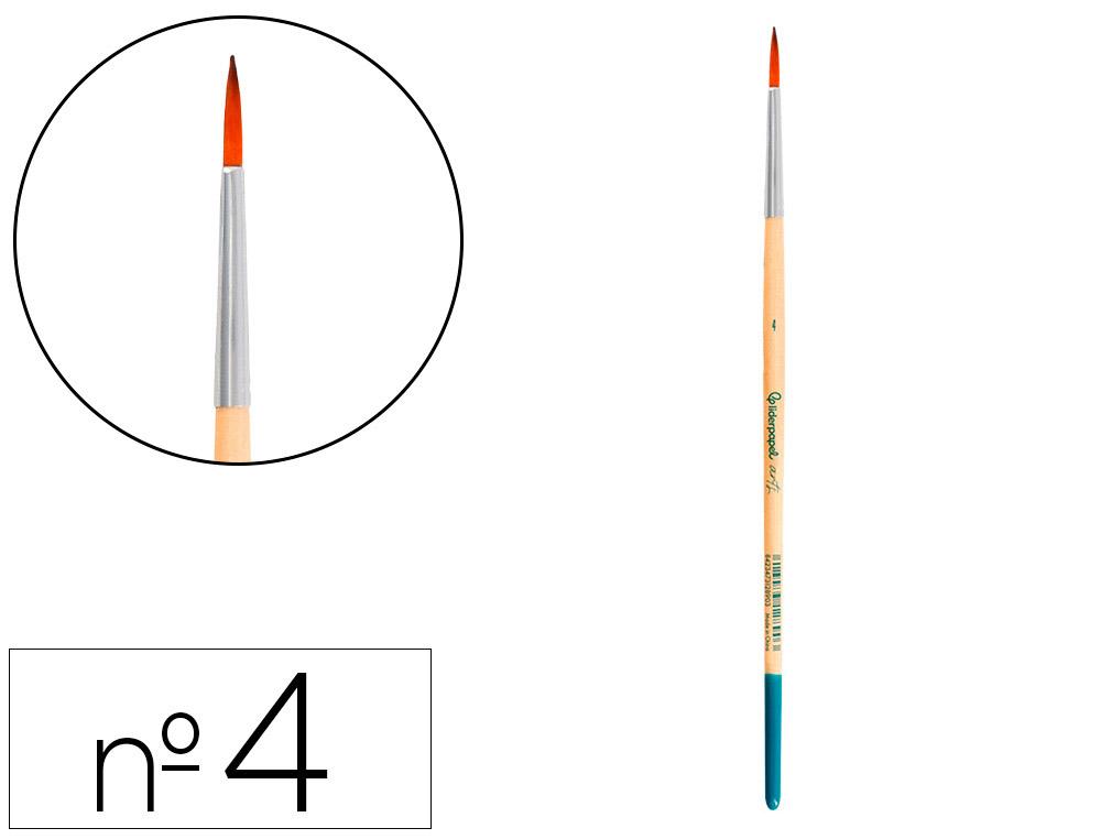 Pinceau pour peinture acrylique et aquarelle        liderpapel n 4 pointe ronde   en poils synthetiques