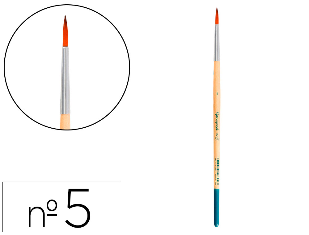 Pinceau pour peinture acrylique et aquarelle        liderpapel n 5 pointe ronde   en poils synthetiques