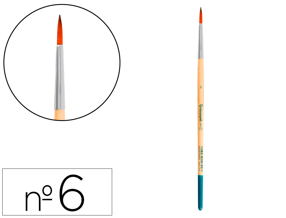 Pinceau pour peinture acrylique et aquarelle        liderpapel n 6 pointe ronde   en poils synthetiques