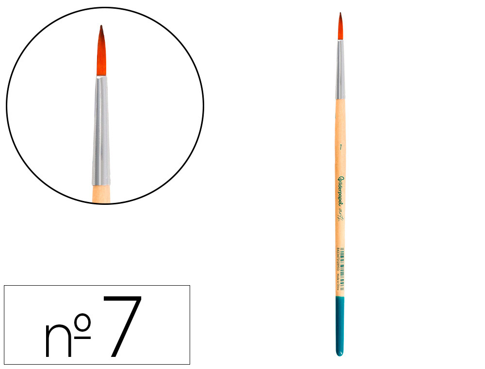 Pinceau pour peinture acrylique et aquarelle        liderpapel n 7 pointe ronde   en poils synthetiques