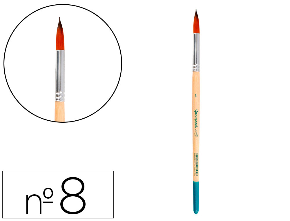 Pinceau pour peinture acrylique et aquarelle        liderpapel n 8 pointe ronde   en poils synthetiques