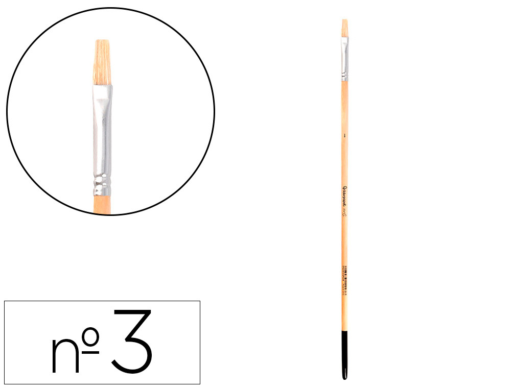 Pinceau pour peinture a l huile et acrylique liderpapel n 3 pointe plate en poils de  soie certifie fsc