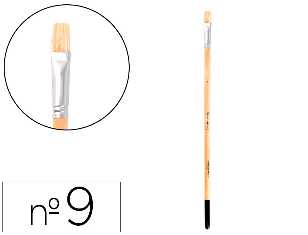Pinceau pour peinture a l huile et acrylique liderpapel n 9 pointe plate en poils de  soie certifie fsc