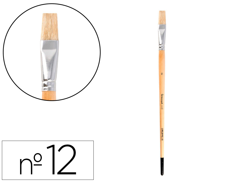 Pinceau pour peinture a l huile et acrylique liderpapel n 12 pointe plate en poils de soie certifie fsc