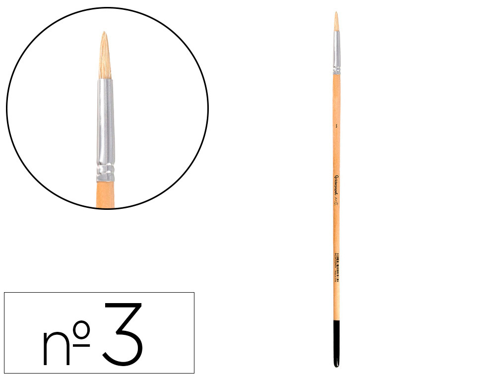 Pinceau pour peinture a l huile et acrylique liderpapel n 3 pointe ronde en poils de  soie certifie fsc
