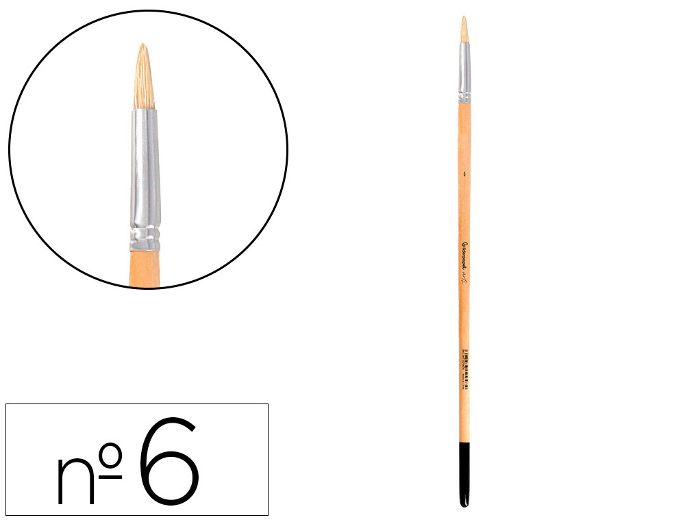 Pinceau pour peinture a l huile et acrylique liderpapel n 6 pointe ronde en poils de  soie certifie fsc
