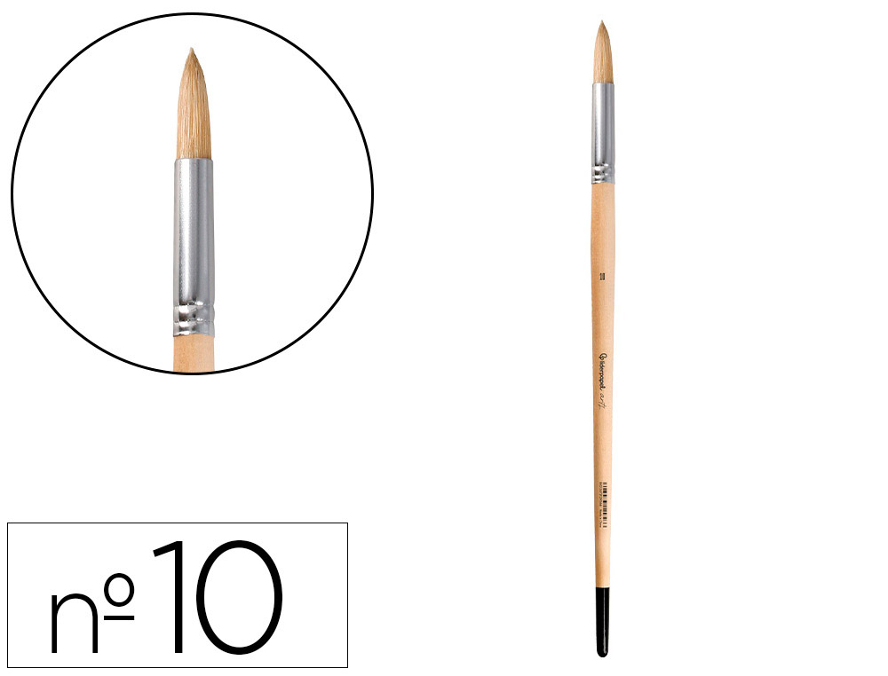 Pinceau pour peinture a l huile et acrylique liderpapel n 10 pointe ronde en poils de soie certifie fsc
