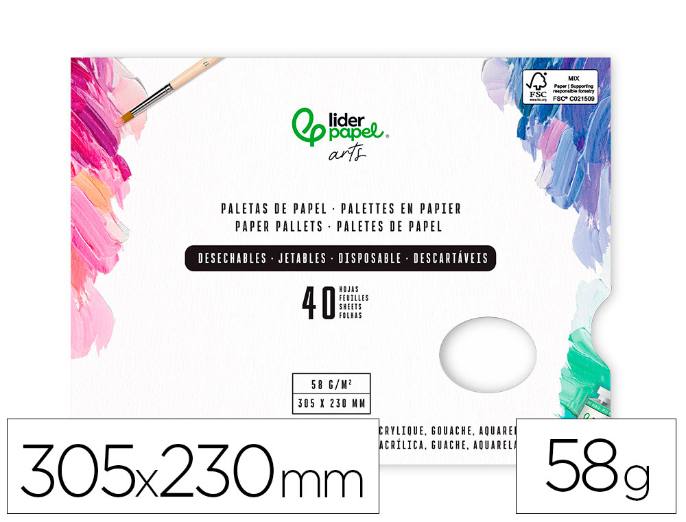 Palette jetable pour melange liderpapel en plastique pour  peinture 40 feuilles 58g/m2