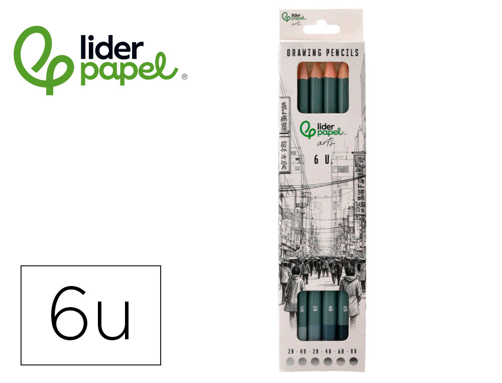 Crayons de dessin liderpapel boite de 6 unites pointes     mines assorties certifie fsc